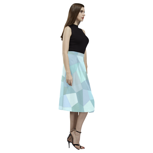 Pastel Blues Mosaic Aoede Crepe Skirt (Model D16)