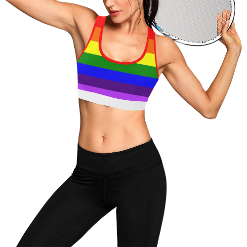 Rainbow Flag (Gay Pride - LGBTQIA+) Women's All Over Print Sports Bra (Model T52)