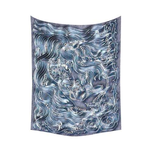 Ancient Unicorn Magic Fantasy Blacklight Cotton Linen Wall Tapestry 60"x 80"