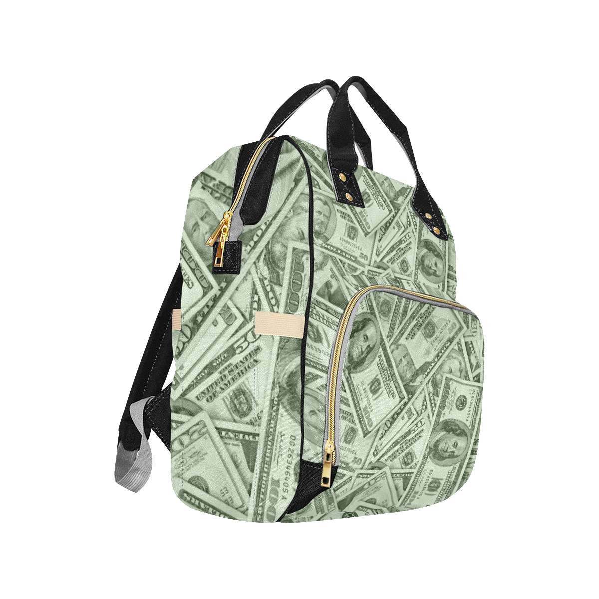 'Loaded' Hundred Dollar Bill Diaper Backpack Multi-Function Diaper Backpack/Diaper Bag (Model 1688)
