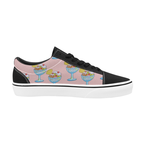 ice cream sundae pink Men's Low Top Skateboarding Shoes (Model E001-2)