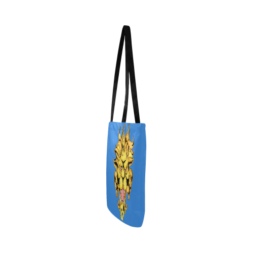 Gold Metallic Lion Blue Reusable Shopping Bag Model 1660 (Two sides)