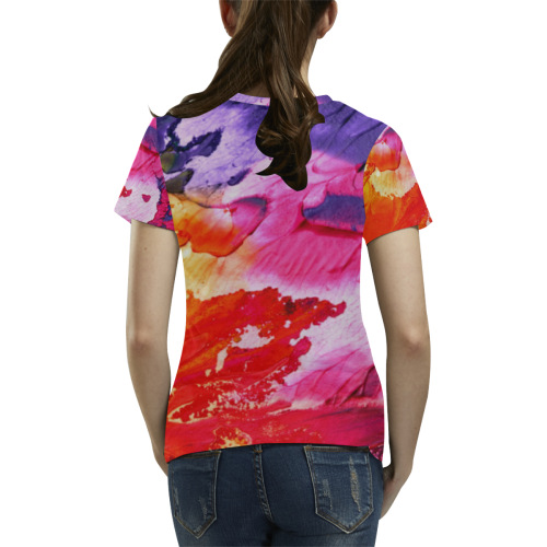Red purple paint All Over Print T-Shirt for Women (USA Size) (Model T40)
