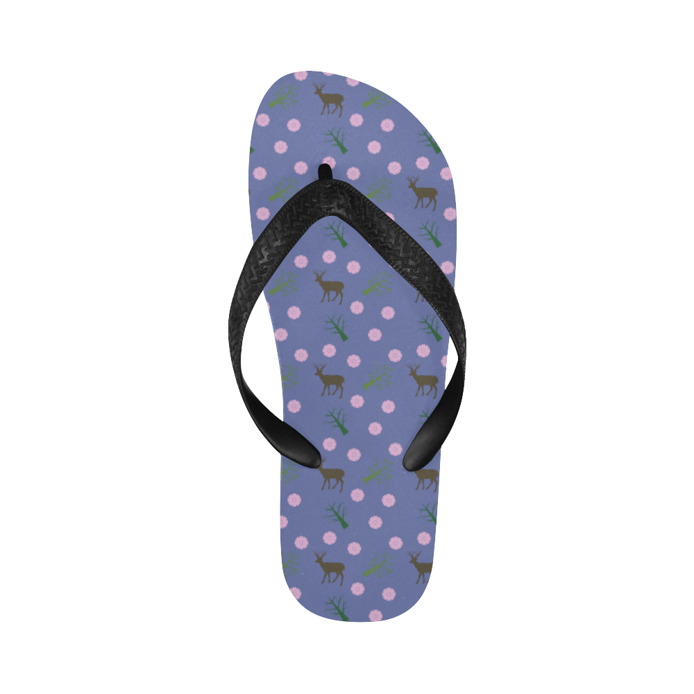 blue deer pattern Flip Flops for Men/Women (Model 040)