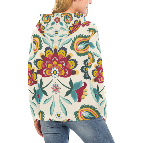 Awesome Batik Floral All Over Print Hoodie for Women (USA Size) (Model H13)