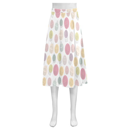 Colorful Cupcakes Mnemosyne Women's Crepe Skirt (Model D16)