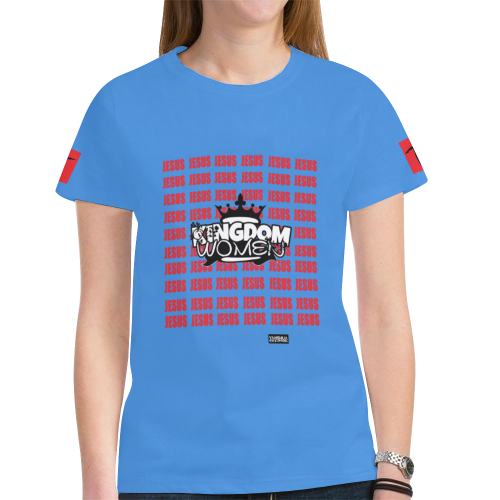 Blue/ Red New All Over Print T-shirt for Women (Model T45)