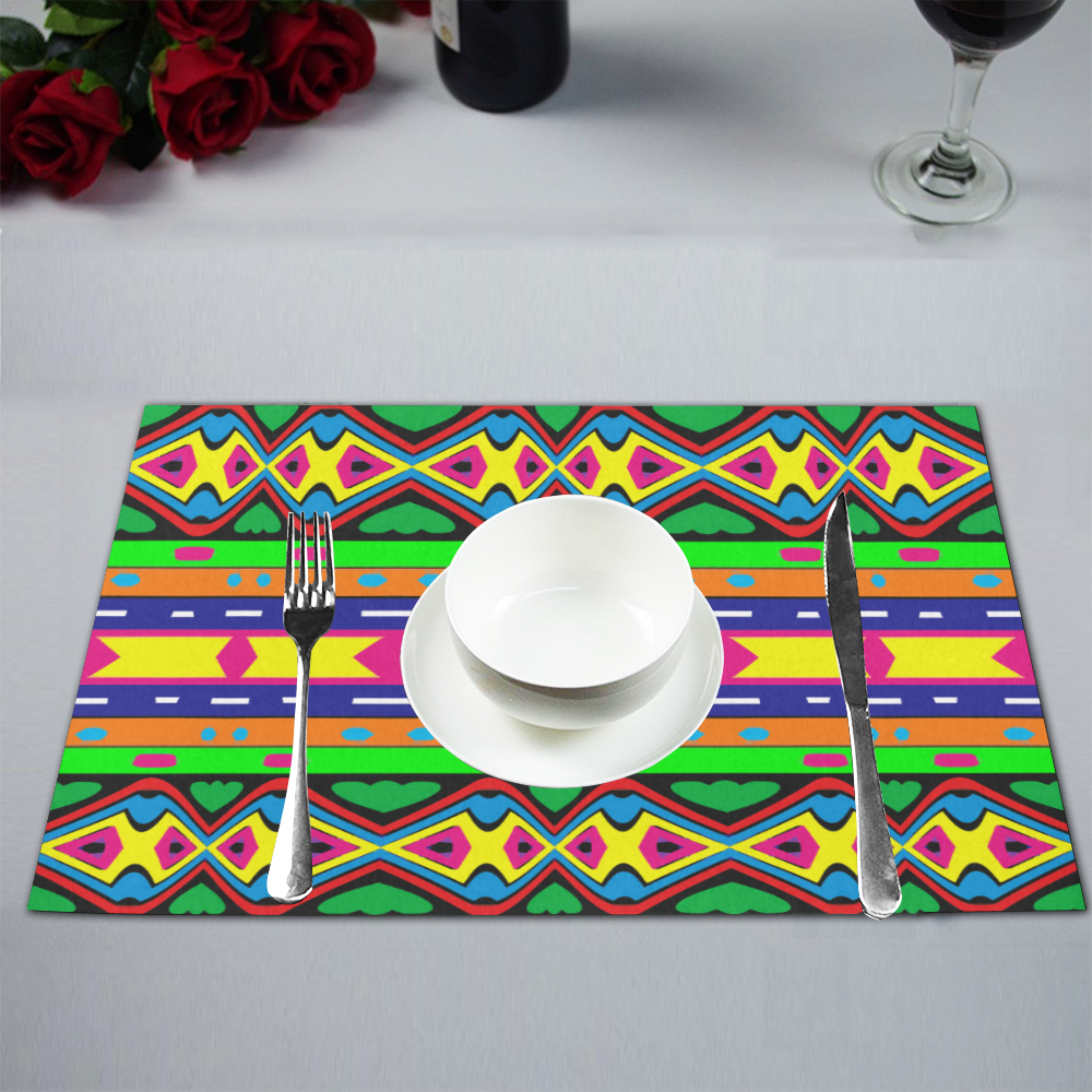 Distorted colorful shapes and stripes Placemat 12''x18''