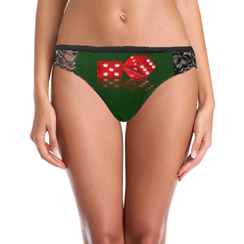 Las Vegas Craps Dice on Green Women's Lace Panty (Model L41)