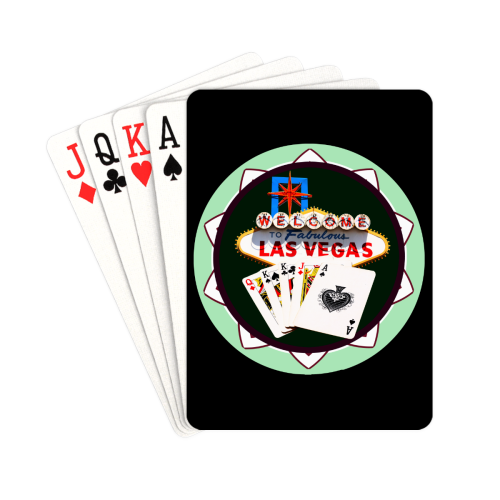 LasVegasIcons Poker Chip - Poker Hand on Black Playing Cards 2.5"x3.5"