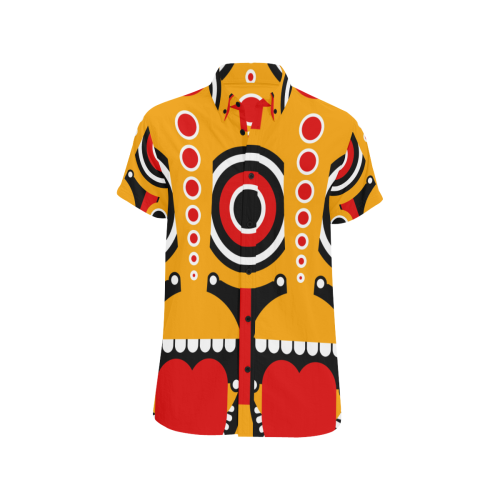 Red Yellow Tiki Tribal Men's All Over Print Short Sleeve Shirt/Large Size (Model T53)