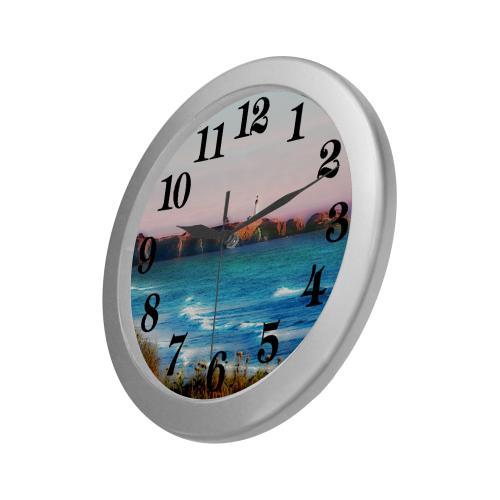 Lighthouse Silver Color Wall Clock