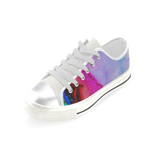 Red purple green ink Women's Classic Canvas Shoes (Model 018)