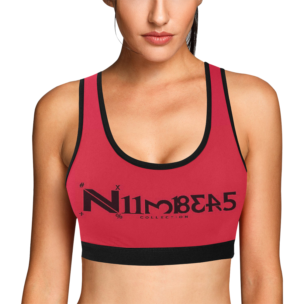 NUMBERS Collection Ruby Red Women's All Over Print Sports Bra (Model T52)