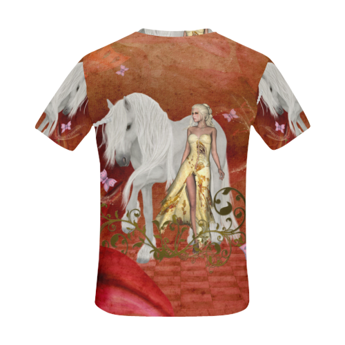 Unicorn with fairy and butterflies All Over Print T-Shirt for Men (USA Size) (Model T40)