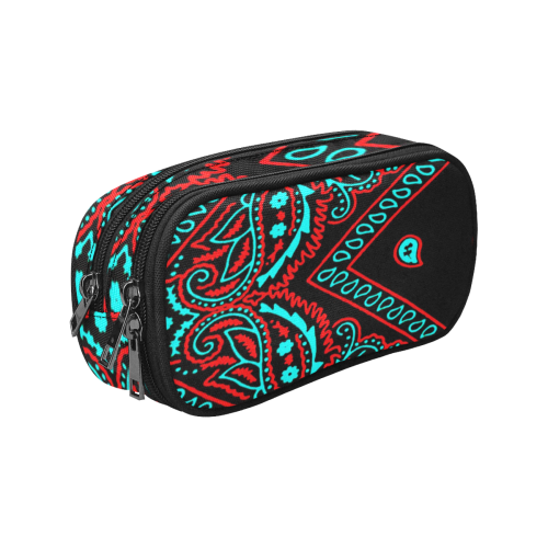 blue and red bandana paisley Pencil Pouch/Large (Model 1680)