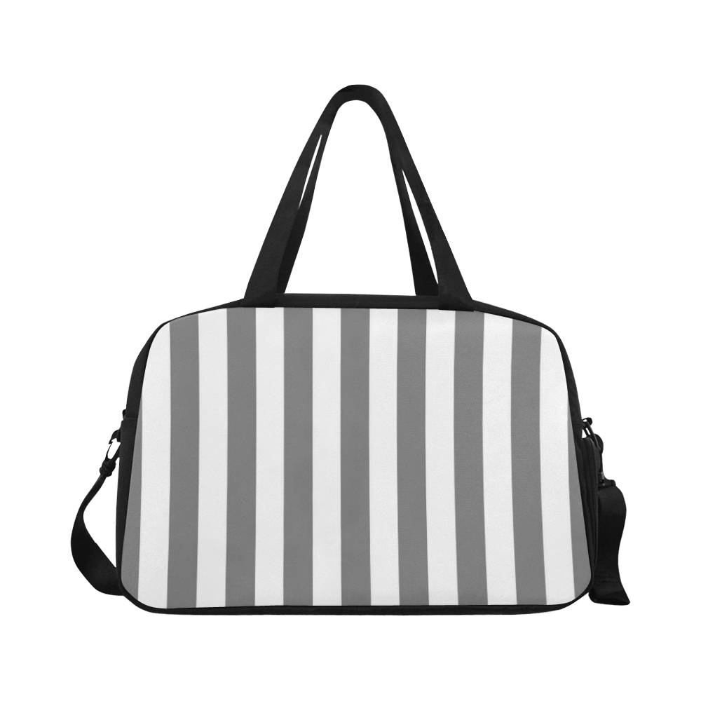 Grey White Stripe Pattern Fitness Handbag (Model 1671)