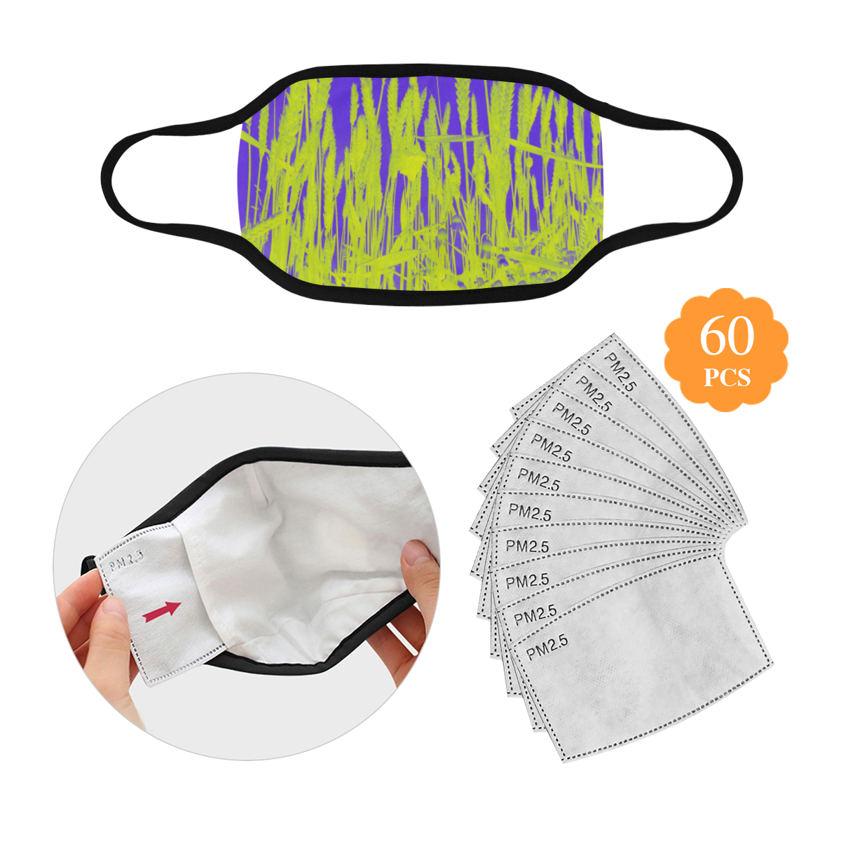 abstract field Mouth Mask (60 Filters Included) (Non-medical Products)