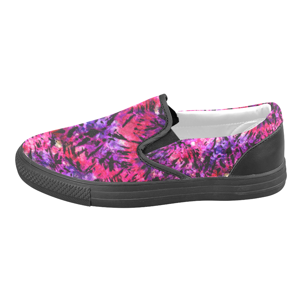 Pink N Purple Batik Tie Dye Women's Unusual Slip-on Canvas Shoes (Model 019)