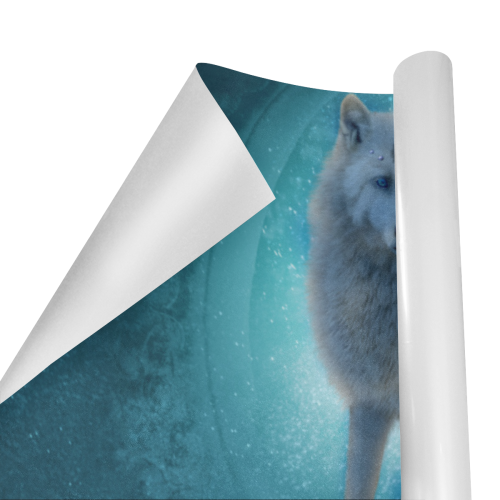 Wonderful white wolf in the night Gift Wrapping Paper 58"x 23" (3 Rolls)