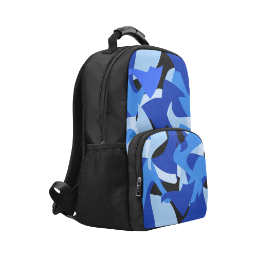 Camouflage Abstract Blue and Black Unisex Laptop Backpack (Model 1663)