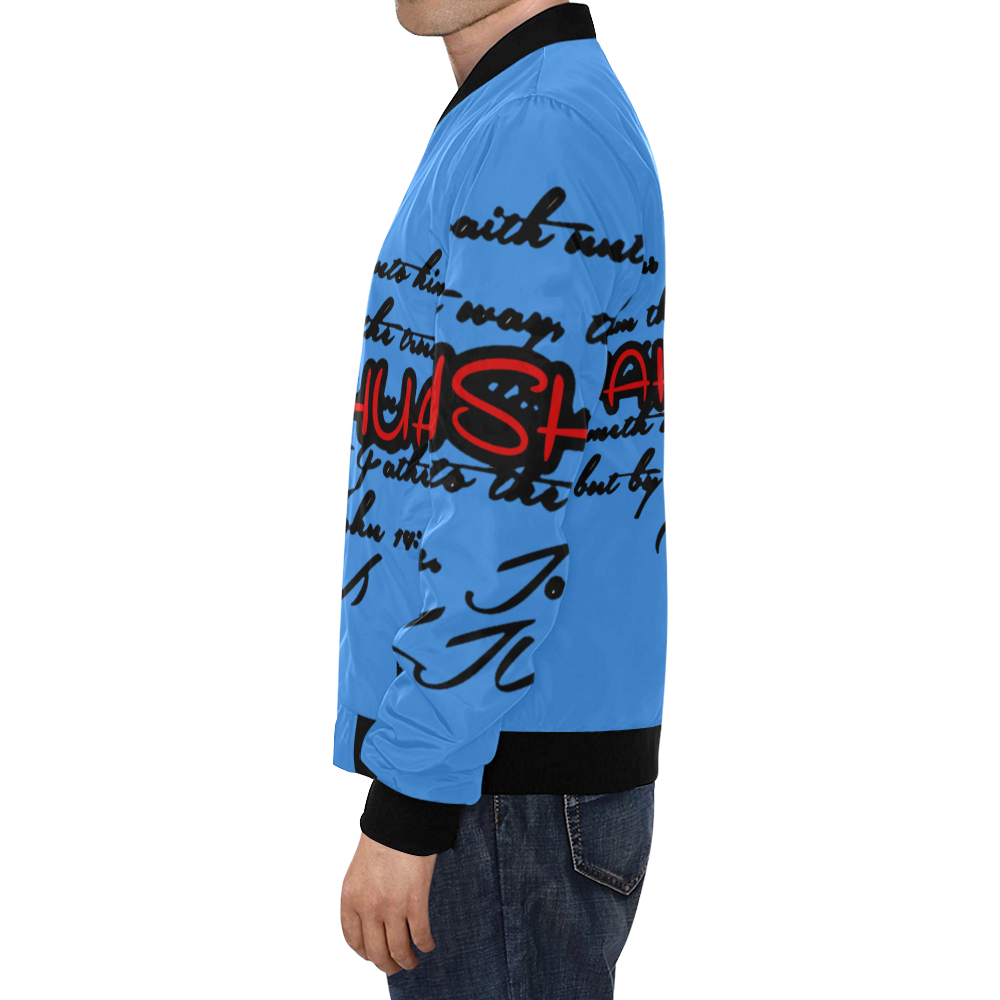 Yahshua Blue All Over Print Bomber Jacket for Men (Model H19)