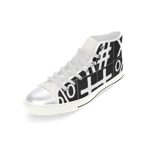 NUMBERS Collection Symbols White/Black High Top Canvas Shoes for Kid (Model 017)