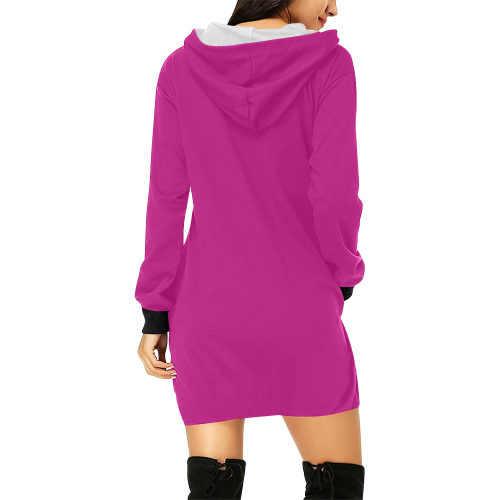 color medium violet red All Over Print Hoodie Mini Dress (Model H27)