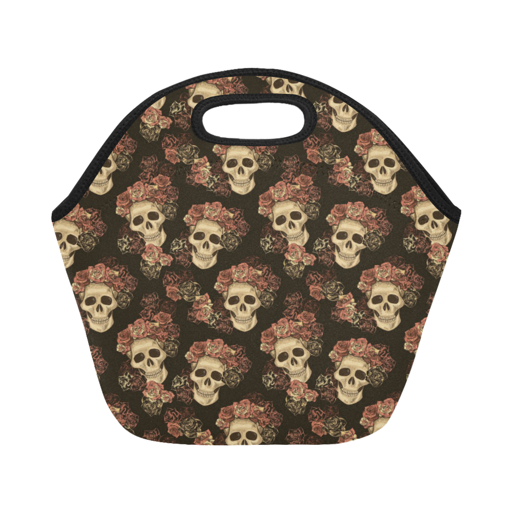 Skull and Rose Pattern Neoprene Lunch Bag/Small (Model 1669)