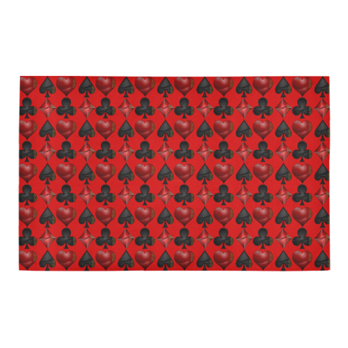 Las Vegas Black and Red Casino Poker Card Shapes on Red Bath Rug 20''x 32''