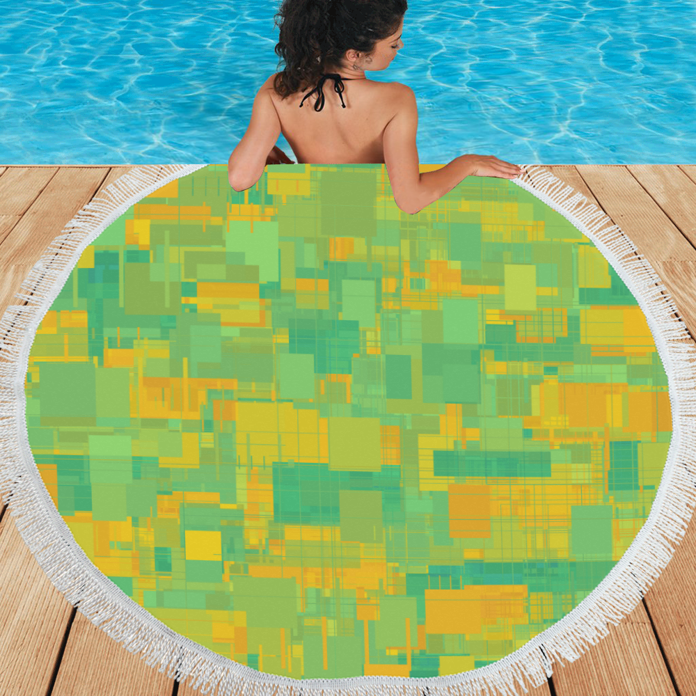 Summer Colors Abstract Pattern Circular Beach Shawl 59"x 59"