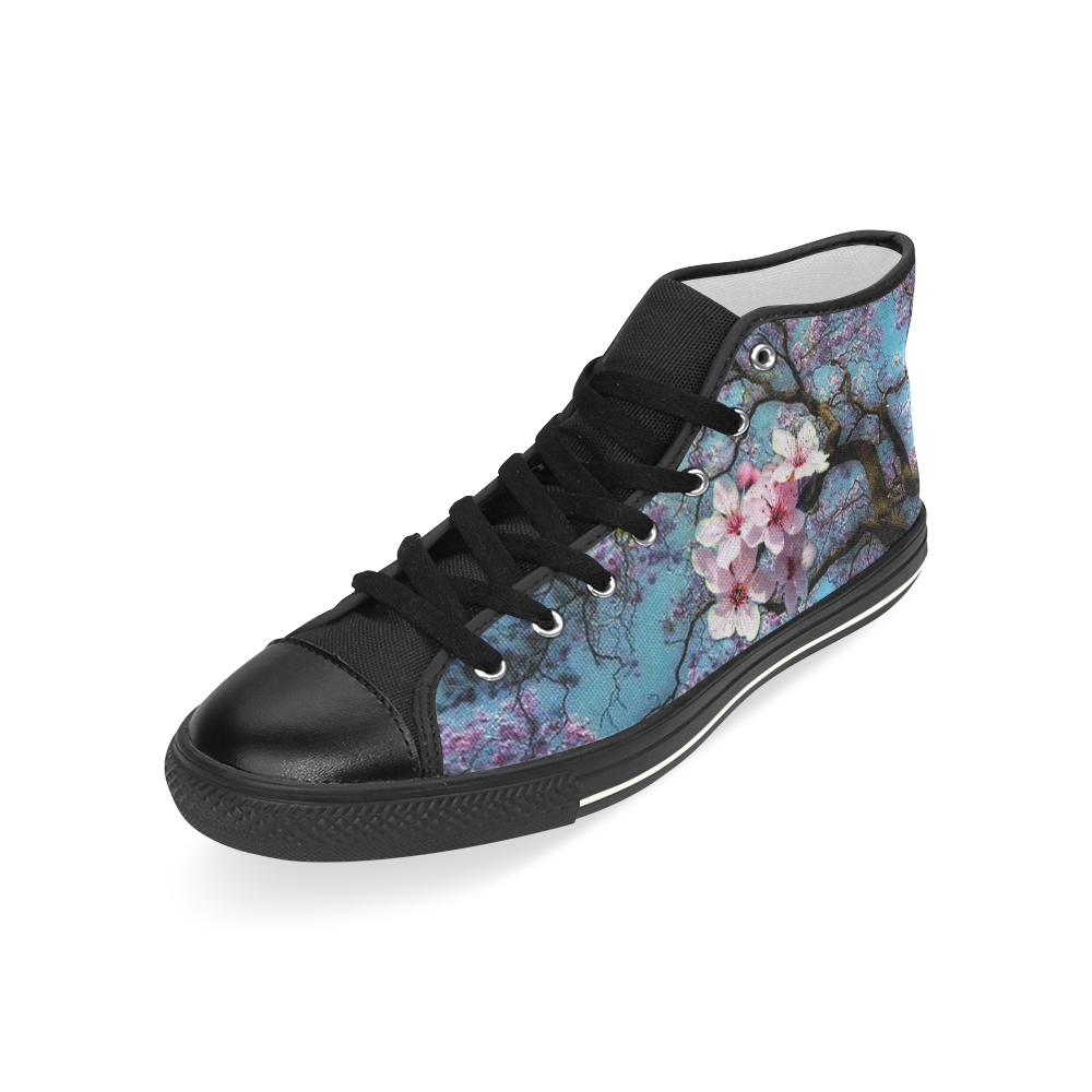 Cherry blossomL Men’s Classic High Top Canvas Shoes (Model 017)