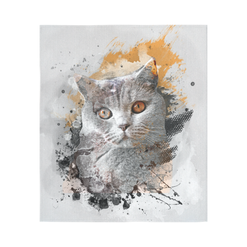 cat kitty art #cat #kitty Cotton Linen Wall Tapestry 51"x 60"