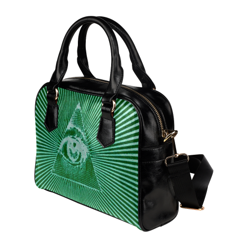 Green Illuminati Leather Shoulder Handbag (Model 1634)