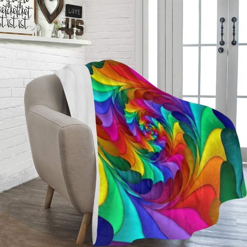 RAINBOW CANDY SWIRL Ultra-Soft Micro Fleece Blanket 60"x80"