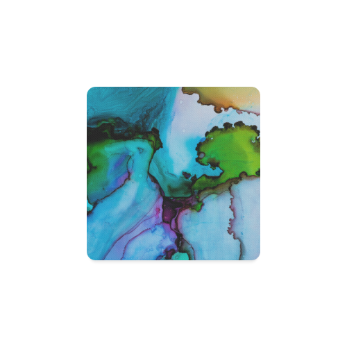 Blue green ink Square Coaster
