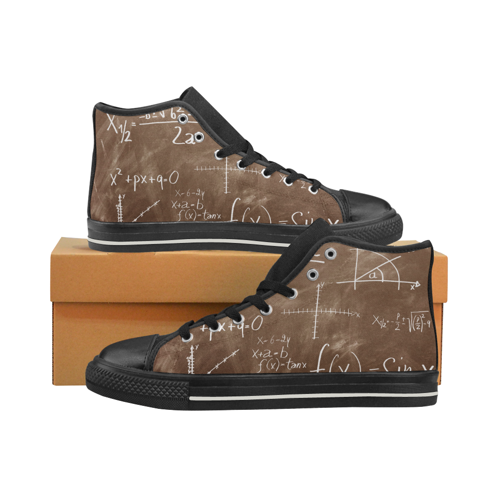 mathematics brown Women's Classic High Top Canvas Shoes (Model 017)