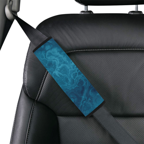 Fractal Batik ART - Hippie Blue Colors Car Seat Belt Cover 7''x8.5''