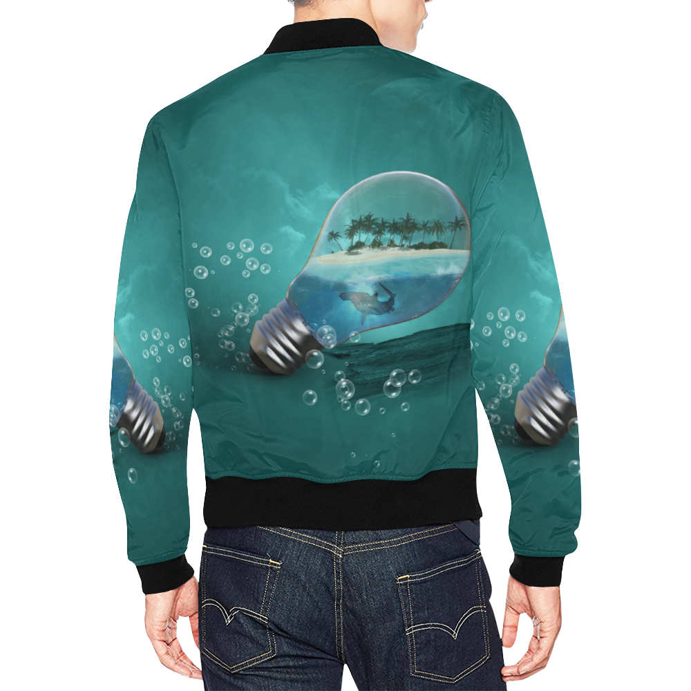 Awesome light bulb with island All Over Print Bomber Jacket for Men/Large Size (Model H19)
