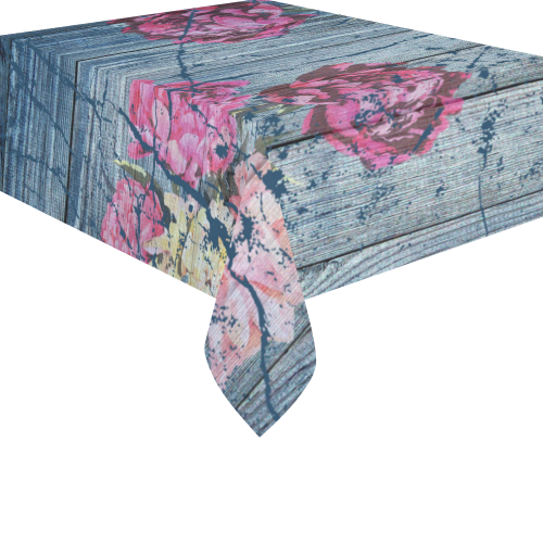 Shabby chic with painted peonies Cotton Linen Tablecloth 52"x 70"