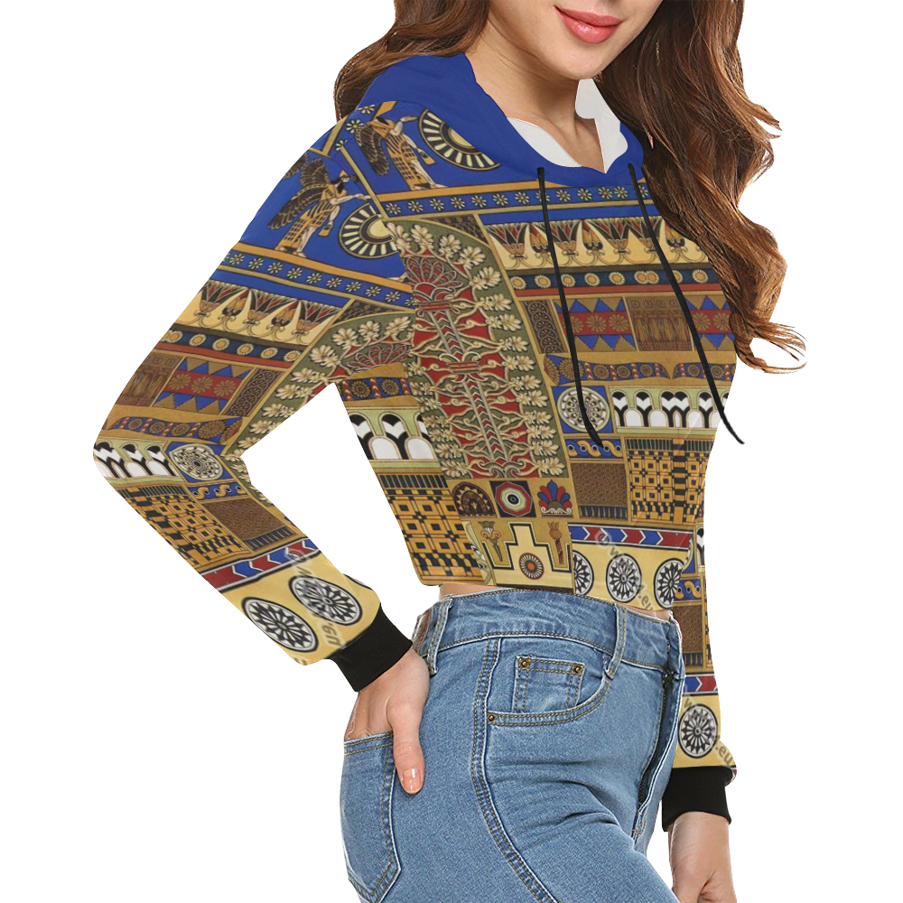 Ancient Mesopotamia All Over Print Crop Hoodie for Women (Model H22)