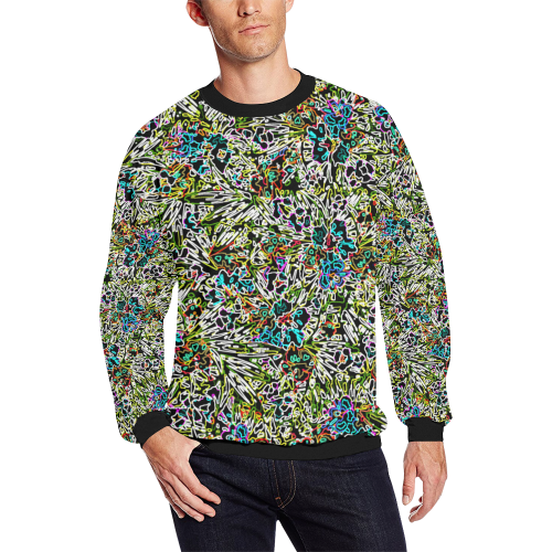 Multicolored Abstract Pattern Men's Oversized Fleece Crew Sweatshirt (Model H18)