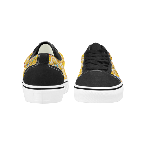 skate emoji Men's Low Top Skateboarding Shoes (Model E001-2)