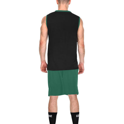 Football and Football Helmet Sports Green and Black All Over Print Basketball Uniform