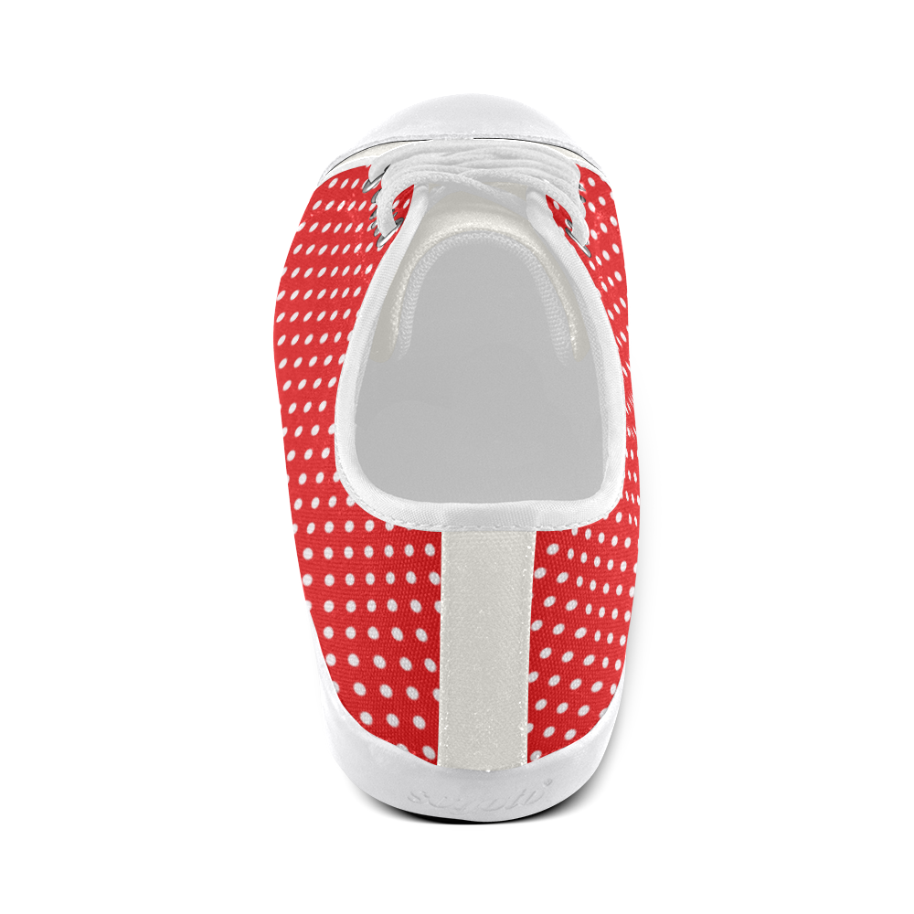 Red polka dots Canvas Shoes for Women/Large Size (Model 016)
