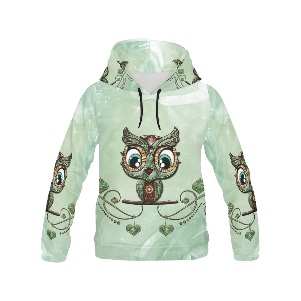 Cute little owl, diamonds All Over Print Hoodie for Women (USA Size) (Model H13)