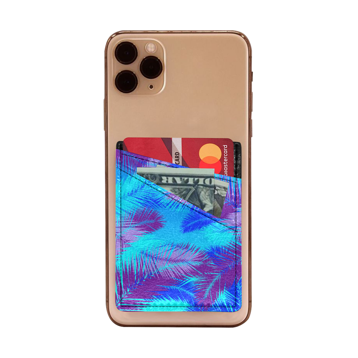 Summer Island Palm Tree Leaves Cell Phone Card Holder