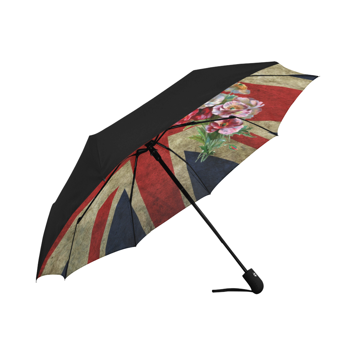 Flowery Union Jack Anti-UV Auto-Foldable Umbrella (Underside Printing) (U06)