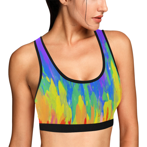Flames Paint Abstract Purple Women's All Over Print Sports Bra (Model T52)