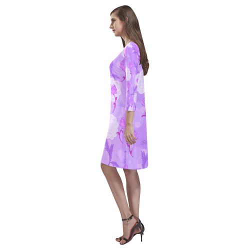 Lavender Floral Rhea Loose Round Neck Dress(Model D22)